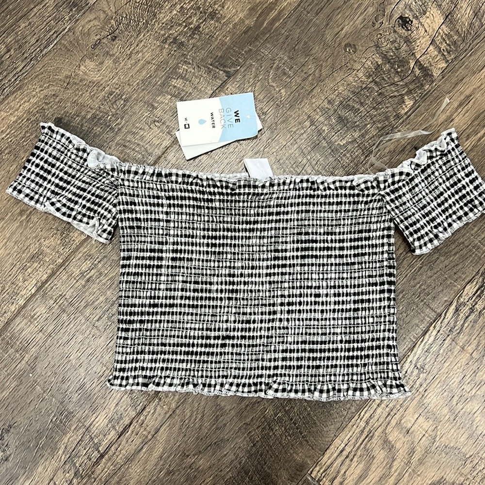 Me to We Black and White Checkered Crop Top